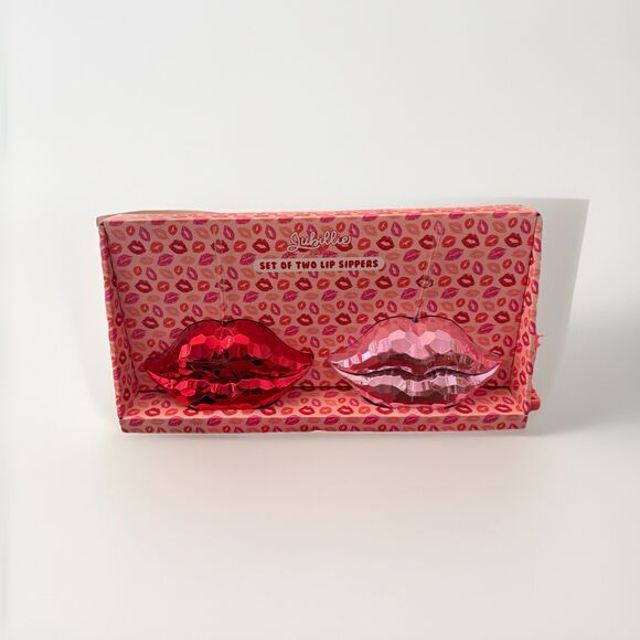 Jubillie Press Pink Red Lips Sippers W/ Straw Water Wine Juice Party NEW - Picture 1 of 3